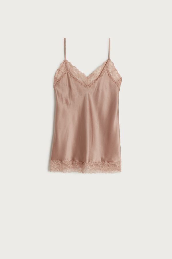 Pink Intimissimi Lace And Silk Women Tank Top | SJC1nwK8