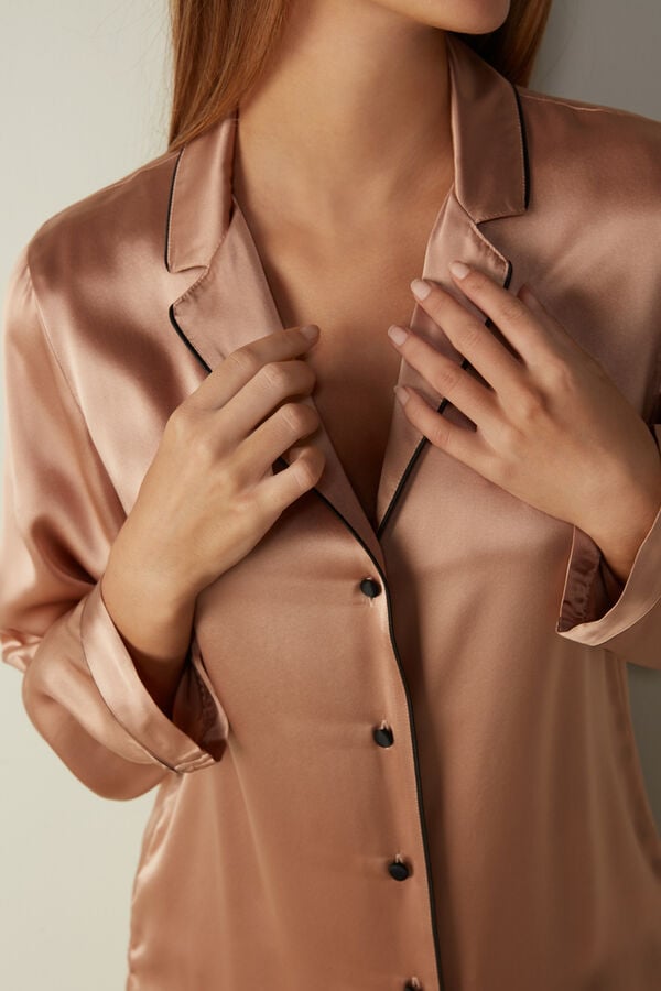 Pink Intimissimi Mannish-Cut In Silk Satin Women Jacket | 4H2etH9a