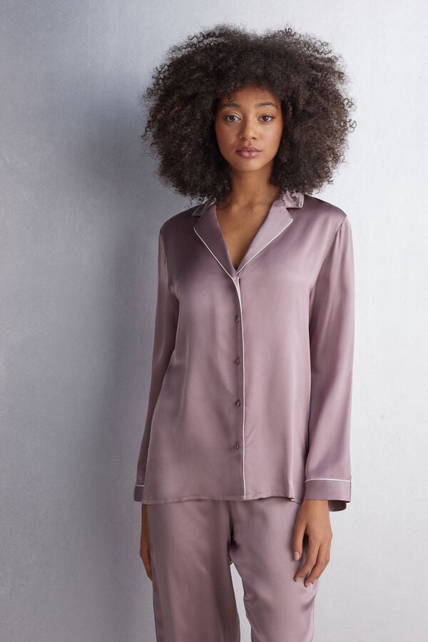 Pink Intimissimi Mannish-Cut In Silk Satin Women Jacket | pwXX3vDF