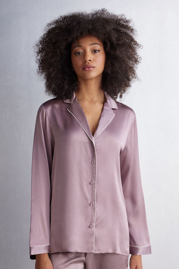 Pink Intimissimi Mannish-Cut In Silk Satin Women Jacket | pwXX3vDF