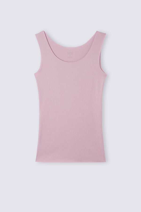 Pink Intimissimi Raw Edge Round Neck Cotton Women Tank Top | vvcjChT9