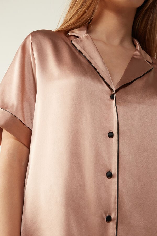 Pink Intimissimi Silk With Contrast Trim Women Shirt | 9CccYfRq