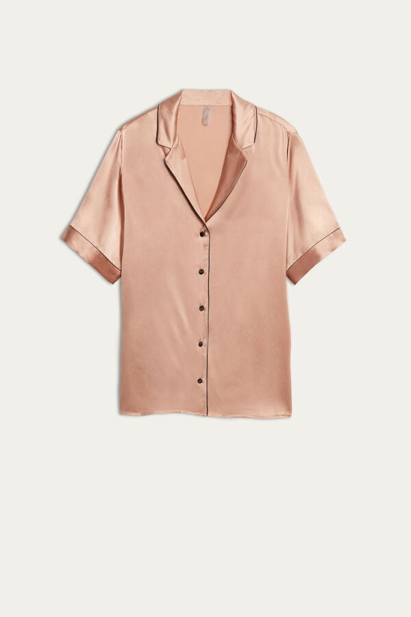 Pink Intimissimi Silk With Contrast Trim Women Shirt | 9CccYfRq