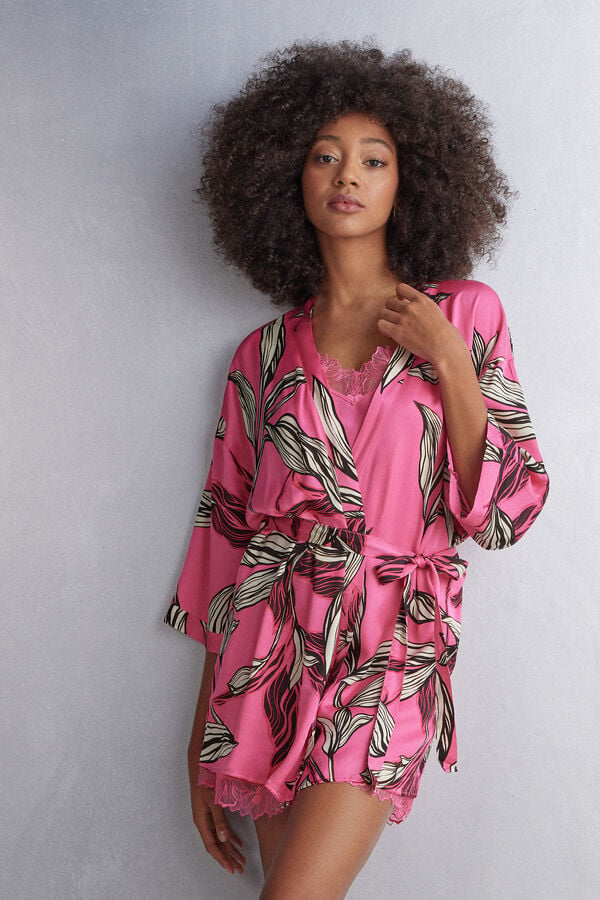 Pink Intimissimi Sweet Like Sugar Viscose Satin Kimono Women Pajamas | Qbvltm0K