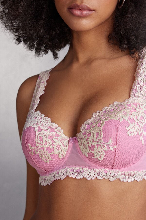 Pink / White Intimissimi Pretty Flowers Sofia Balconette Women Bra | Uyhp5nzu