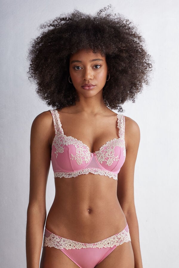 Pink / White Intimissimi Pretty Flowers Sofia Balconette Women Bra | Uyhp5nzu