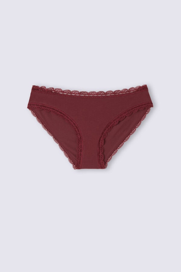 Red Intimissimi Cotton And Lace Women Panties | H6Bqp9jp