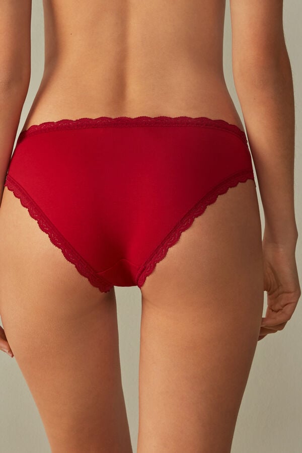 Red Intimissimi Cotton And Lace Women Panties | WIJa8jpH