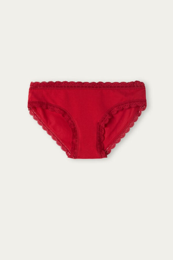 Red Intimissimi Cotton And Lace Women Panties | WIJa8jpH