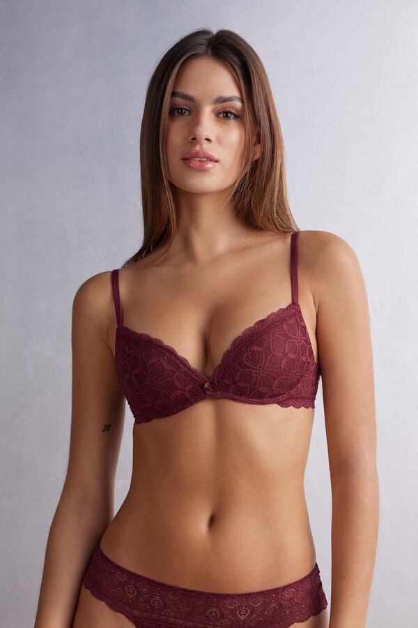 Red Intimissimi Gioia Super Push-Up Lace Women Bra | 6yimzlyk