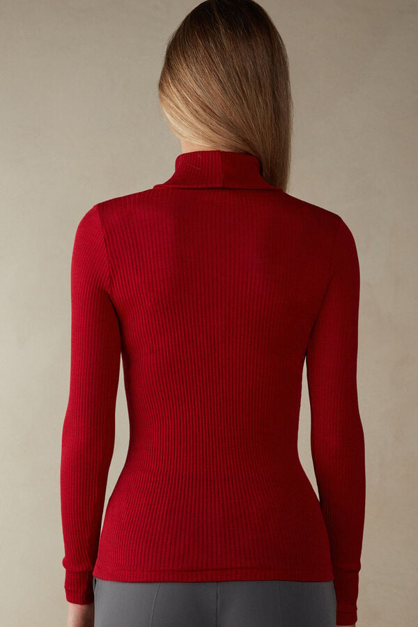 Red Intimissimi High-Neck Tubular In Wool And Silk Women Sweater | j4KGkDIX