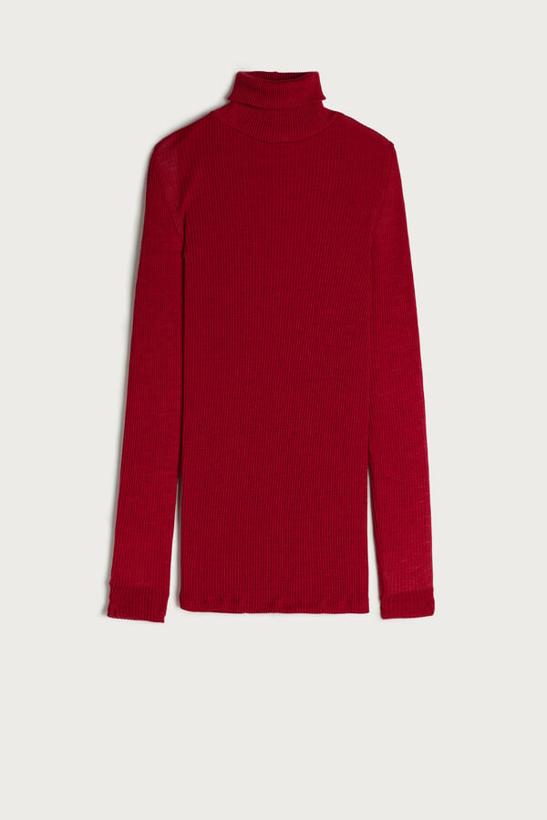 Red Intimissimi High-Neck Tubular In Wool And Silk Women Sweater | j4KGkDIX