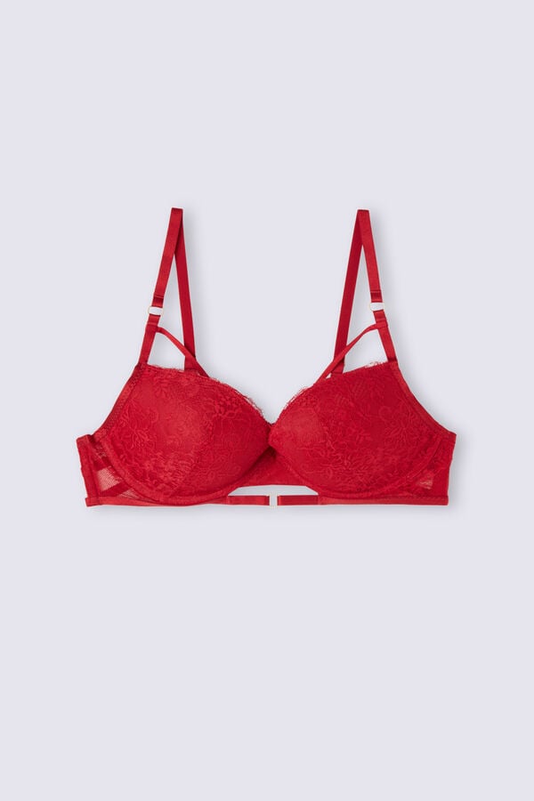 Red Intimissimi Intricate Surface Elettra Push-Up Women Bra | hiyoSluU