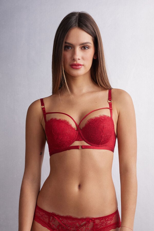 Red Intimissimi Intricate Surface Sofia Balconette Women Bra | 8GRiRCqU