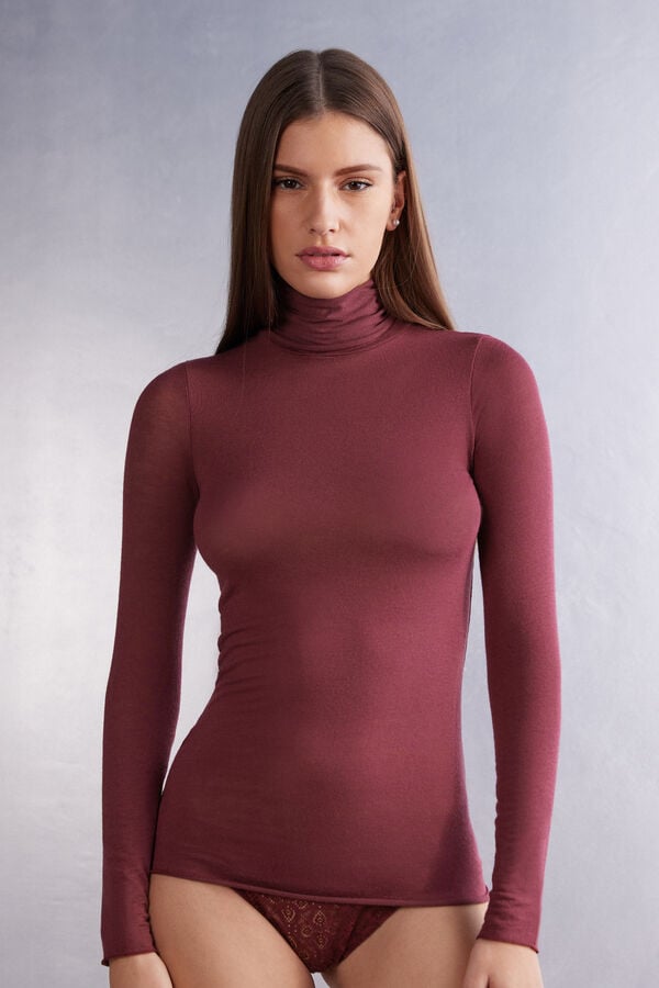 Red Intimissimi Modal Cashmere Ultralight High-Neck Women Long Sleeve | hU5WqcQH