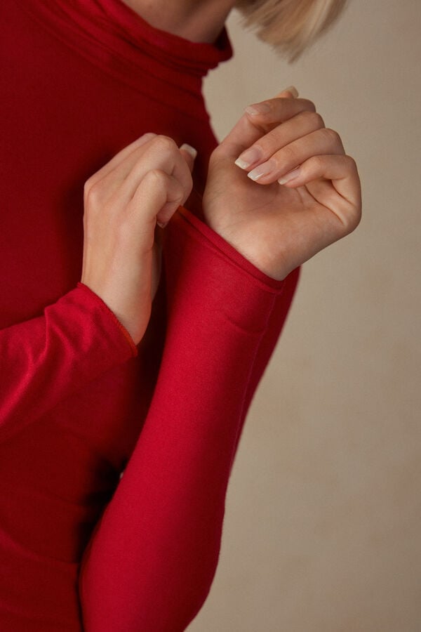 Red Intimissimi Modal Cashmere Ultralight High-Neck Women Long Sleeve | r2N6D0D2