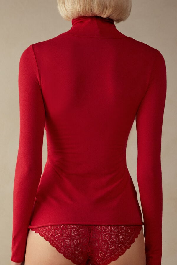 Red Intimissimi Modal Cashmere Ultralight High-Neck Women Long Sleeve | r2N6D0D2