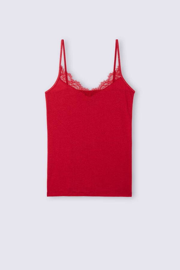 Red Intimissimi Modal Ultralight Cashmere Blend With Lace Women Tank Top | elrugI6m