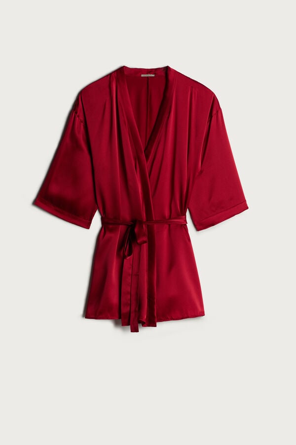 Red Intimissimi Silk Kimono Women Pajamas | Cai7Tivc