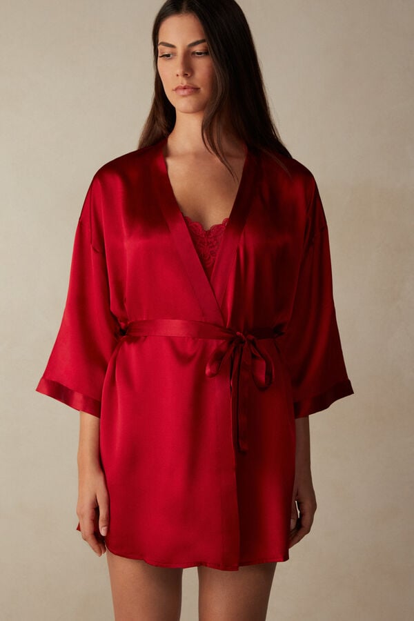 Red Intimissimi Silk Kimono Women Pajamas | Cai7Tivc