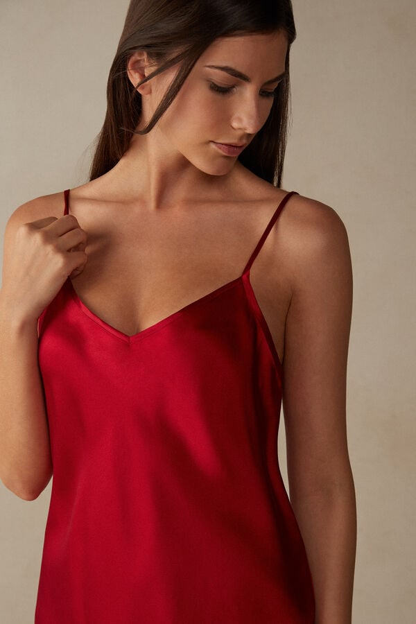 Red Intimissimi Silk Satin With V-Neckline Women Tank Top | ou9J0Xkq