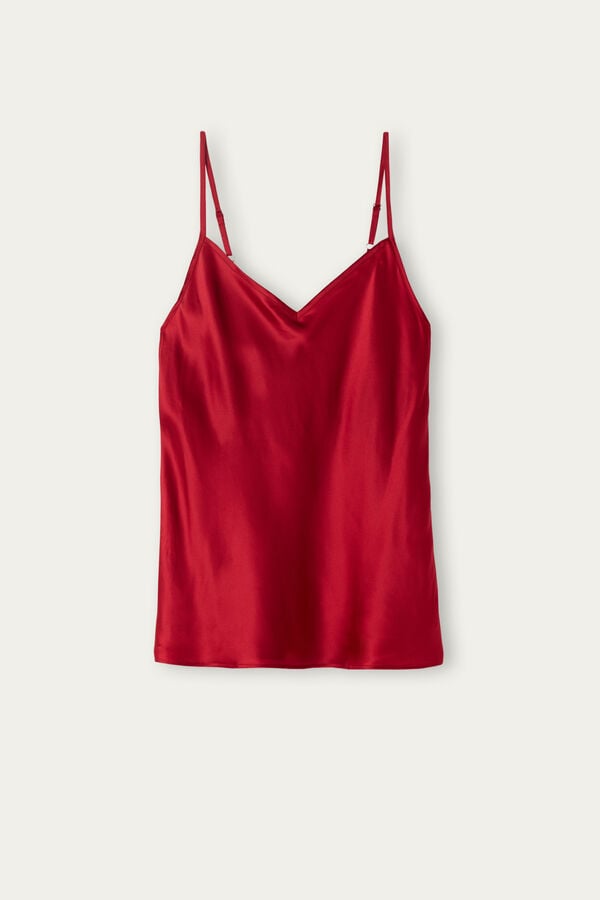 Red Intimissimi Silk Satin With V-Neckline Women Tank Top | ou9J0Xkq