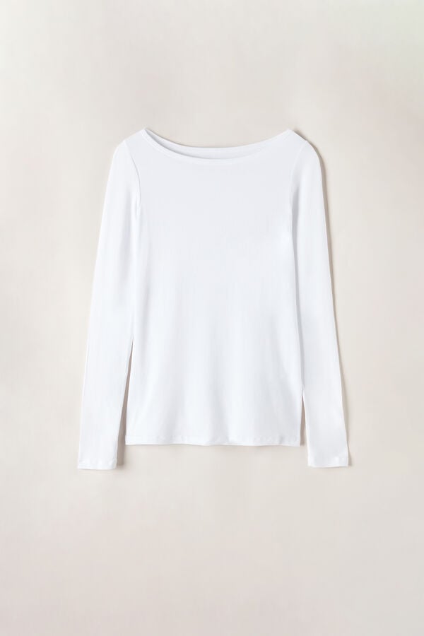 White Intimissimi Bateau Neck In Micromodal Women Long Sleeve | wwump6TK