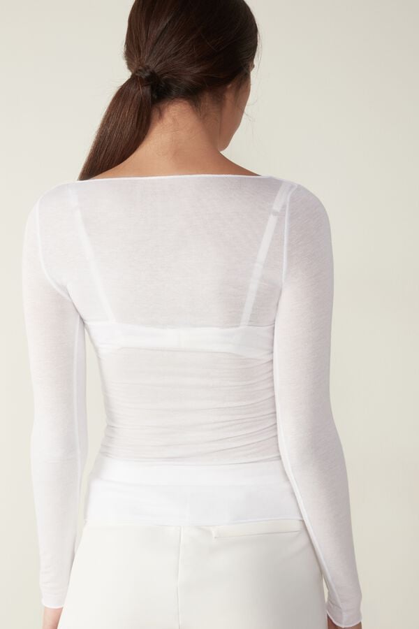 White Intimissimi Boat Neck Modal Cashmere Ultralight Women Long Sleeve | Cm2Xlgw3