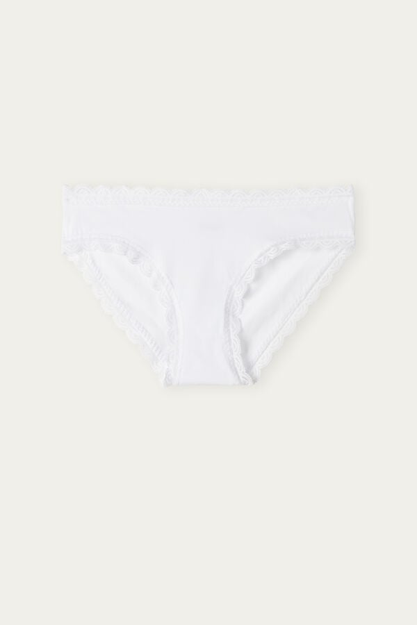 White Intimissimi Cotton And Lace Women Panties | NeIvDDmb