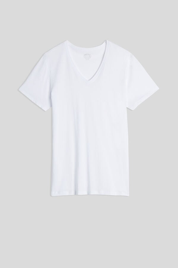 White Intimissimi Extrafine Superior Cotton V-Neck Men T-Shirt | c2nwIK81