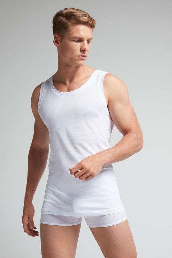 White Intimissimi Extrafine Superior Cotton Round Neck Men Tank Top | 1ouqspUH