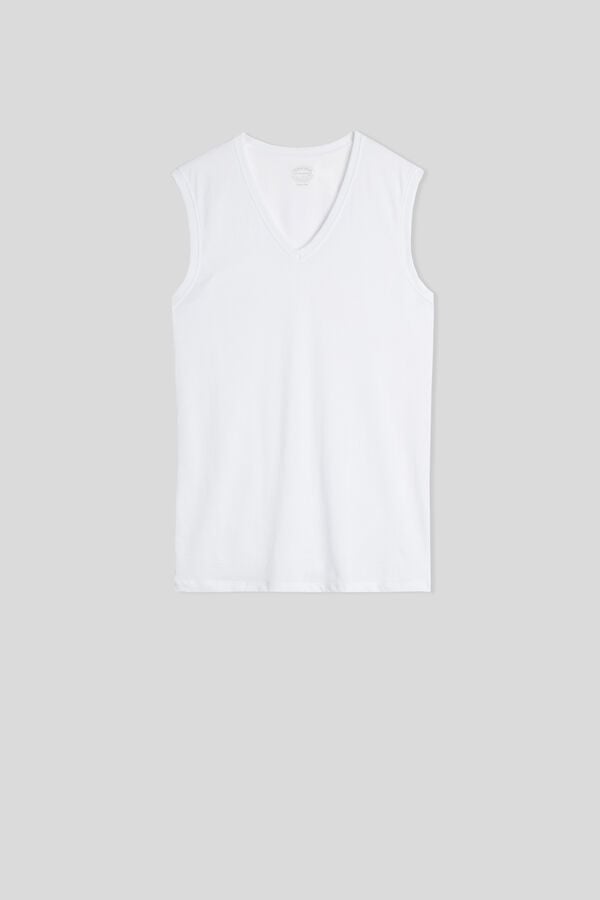 White Intimissimi Extrafine Superior Cotton V-Neck Men Tank Top | etUqSStk