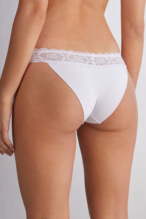 White Intimissimi Lace And Microfiber Modifiedzilian Women Briefs | UBIHxUJD