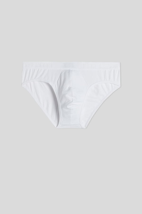 White Intimissimi Microfiber Logo Detail Men Briefs | wkze705X