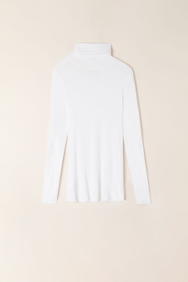 White Intimissimi Modal Cashmere Ultralight High-Neck Women Long Sleeve | 72A198f3