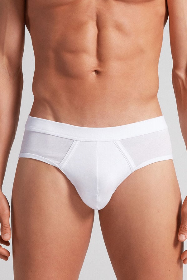 White Intimissimi Natural Fresh Cotton Men Briefs | 73xBz3Sf