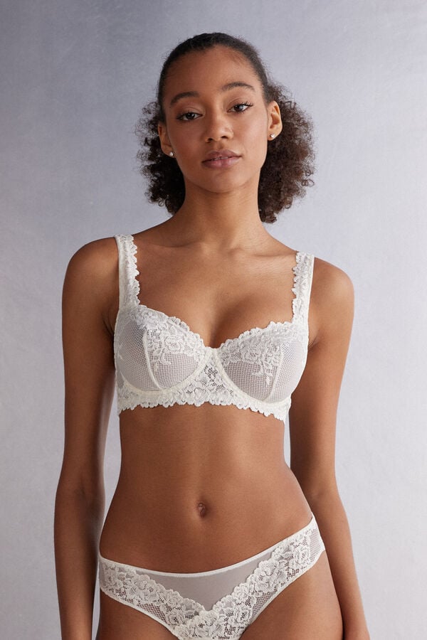 White Intimissimi Pretty Flowers Daniela Balconette Women Bra | FcxGYCQm