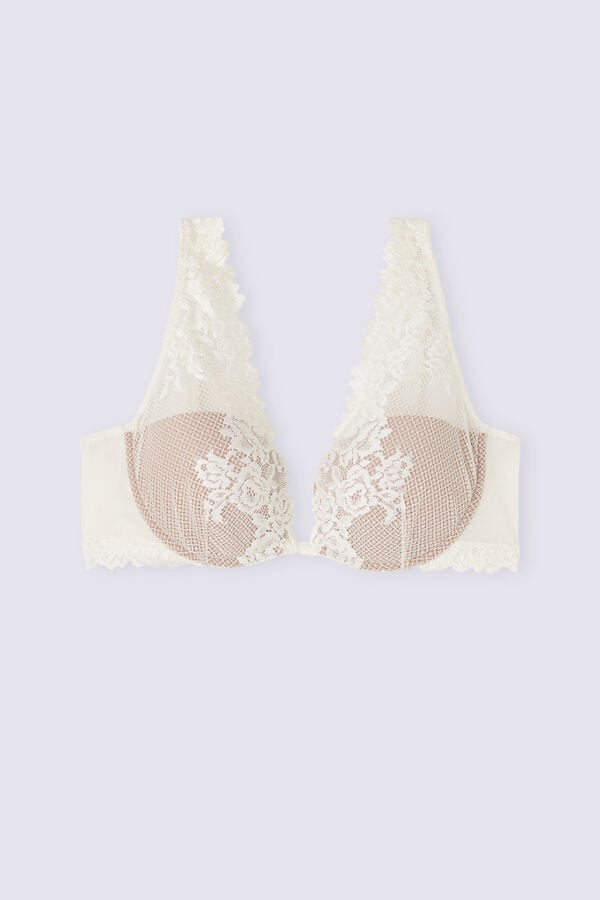 White Intimissimi Pretty Flowers Elena Balconette Women Bra | sUS1KhS4