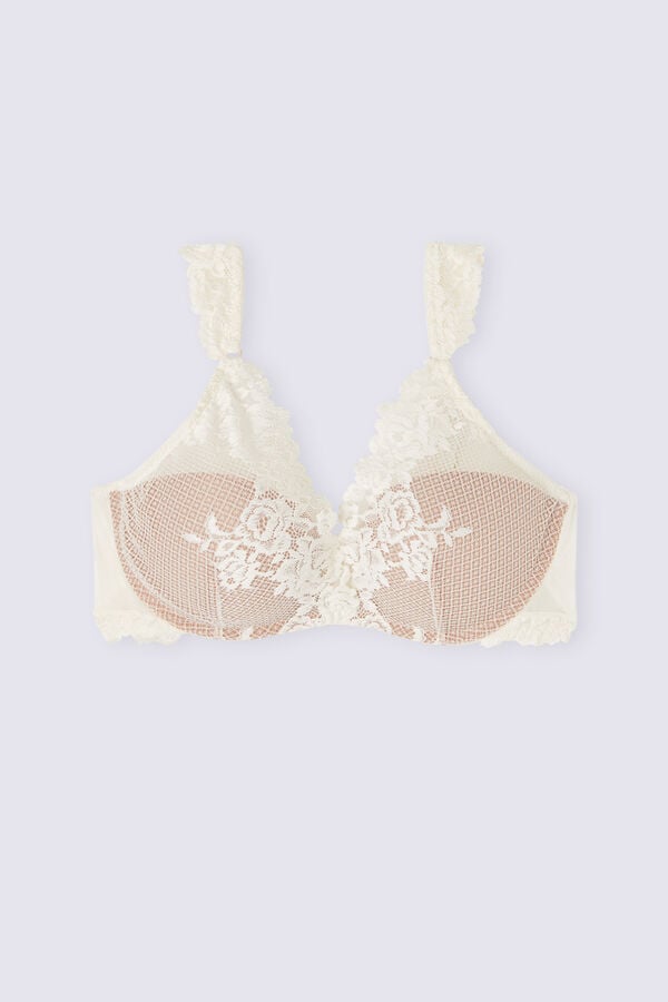 White Intimissimi Pretty Flowers Giorgia Balconette Women Bra | lGAU99US