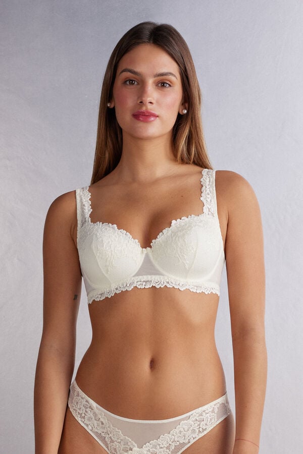 White Intimissimi Pretty Flowers Sofia Balconette Women Bra | YljYofNN