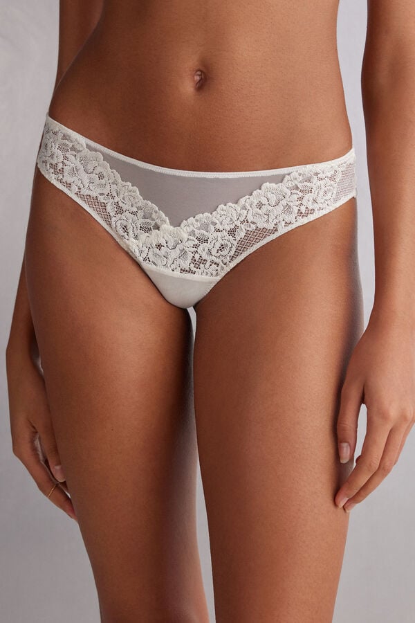 White Intimissimi Pretty Flowerszilian Women Briefs | s3bt31re