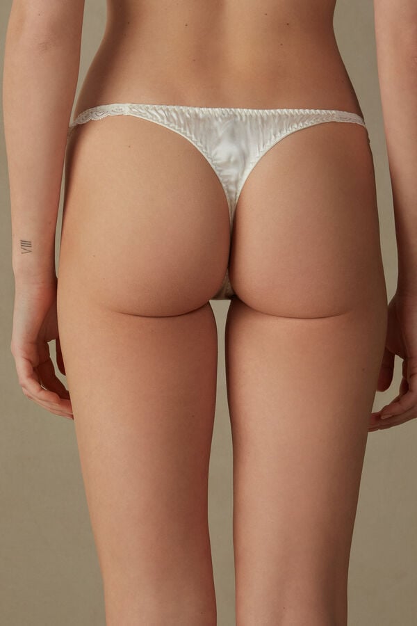 White Intimissimi Silk And Lace G-String Women Thong | IZwK53Nc