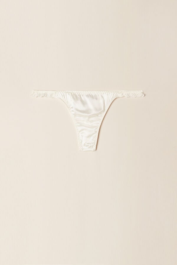 White Intimissimi Silk And Lace G-String Women Thong | IZwK53Nc