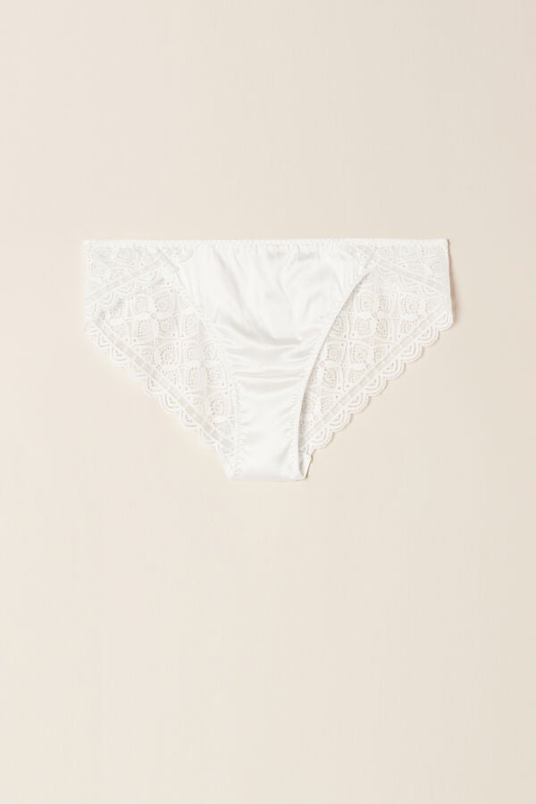 White Intimissimi Silk And Lace Women Briefs | 9GzkDKcS