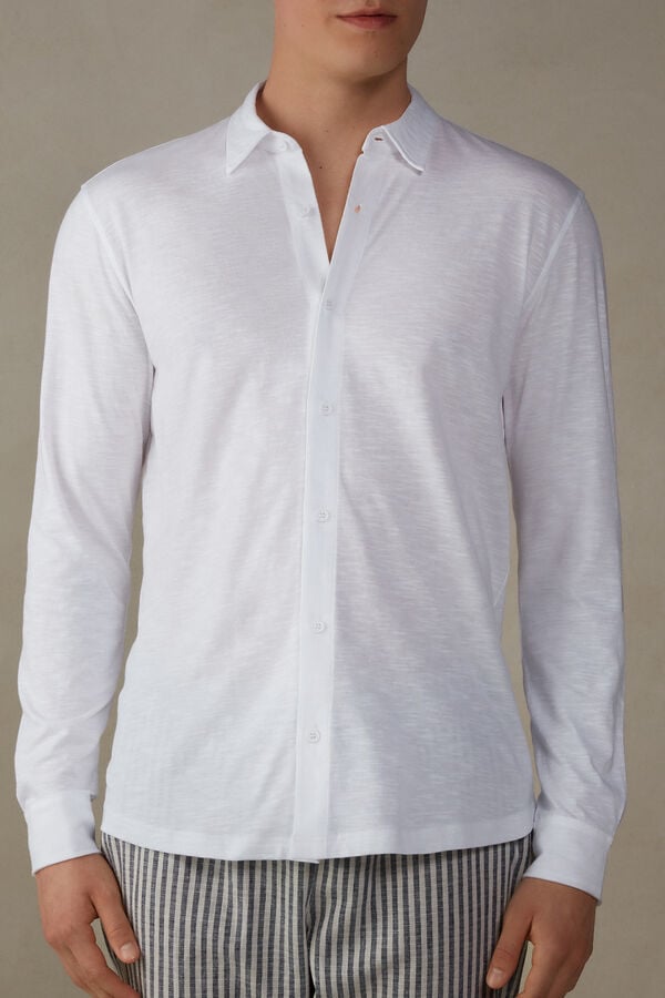 White Intimissimi Slub Cotton Men Shirt | yXKKDos5