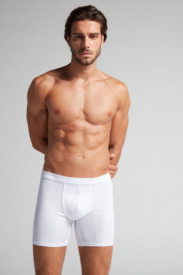 White Intimissimi Superior Cotton Long Men Boxer | GzjDDaWr