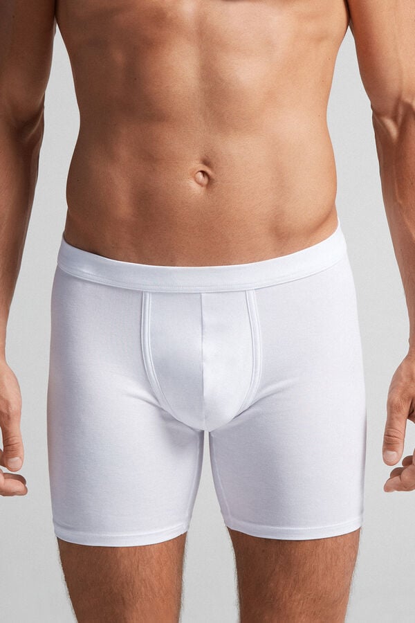 White Intimissimi Superior Cotton Long Men Boxer | GzjDDaWr