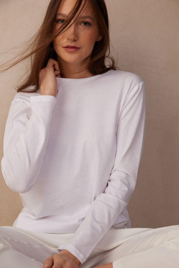 White Intimissimi Superior Cotton Oversized Women Long Sleeve | cUiKuDvi