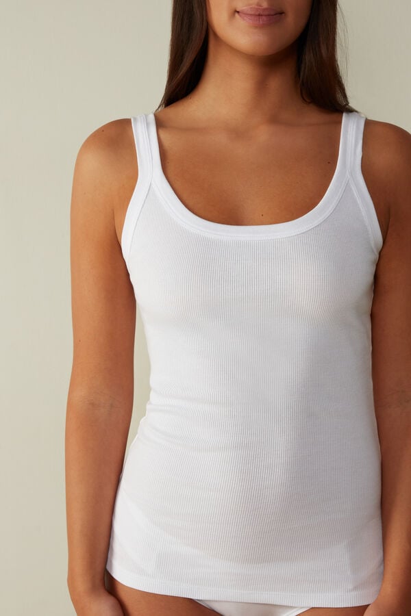 White Intimissimi Superior Cotton Racer Back Women Tank Top | jFDf4QQc