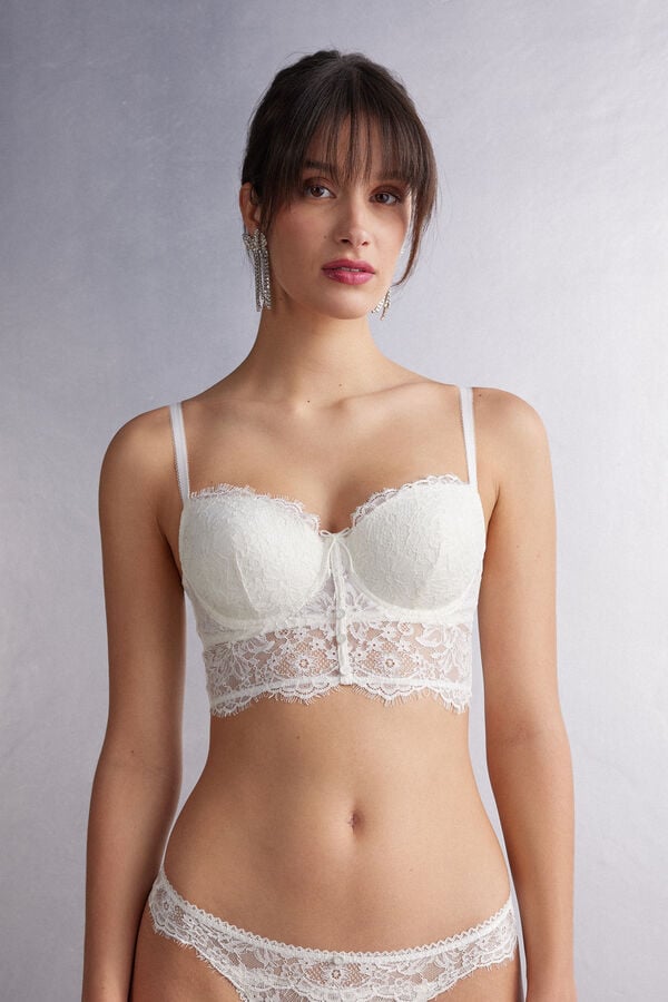 White Intimissimi The Most Romantic Season Sofia Bustier Balconette Women Bra | tqi4BNat